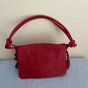 Fontanelli Red Leather Purse 13” x 10” x 5.5”